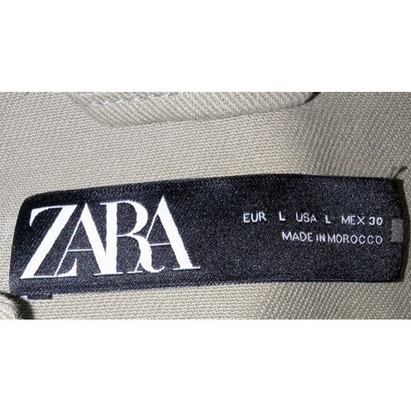 Zara Shacket Size Large Light Green 100% Cotton Jacket - Picture 4 of 5